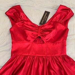 Stop Staring Red Satin Dress